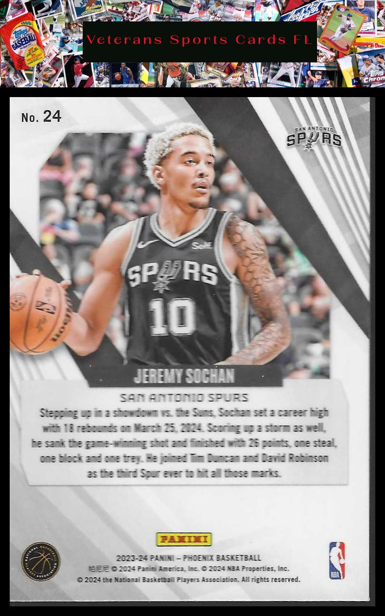 2023-24 Panini Phoenix #24 Jeremy Sochan Phoenix Blue Ice