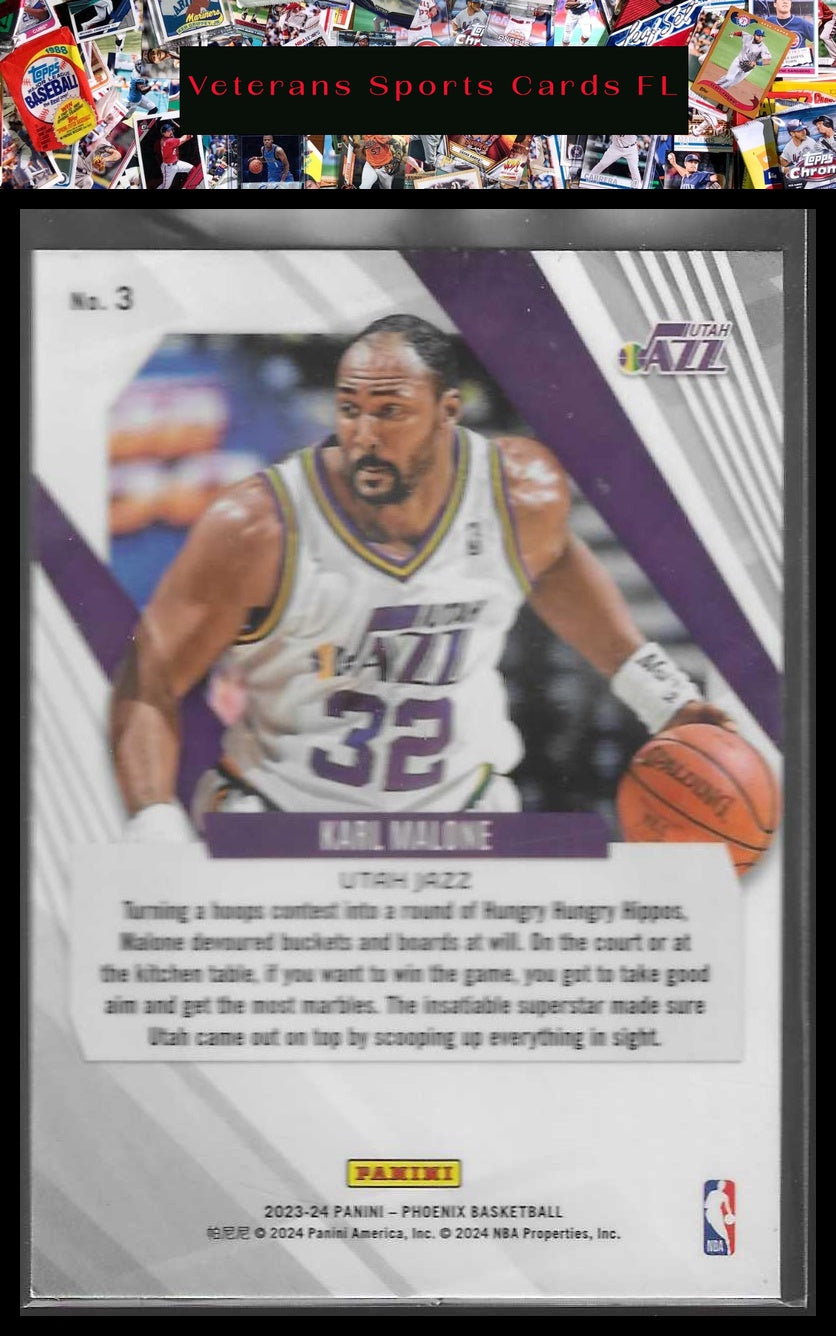 2023-24 Panini Phoenix #3 Karl Malone Phoenix Red Ice