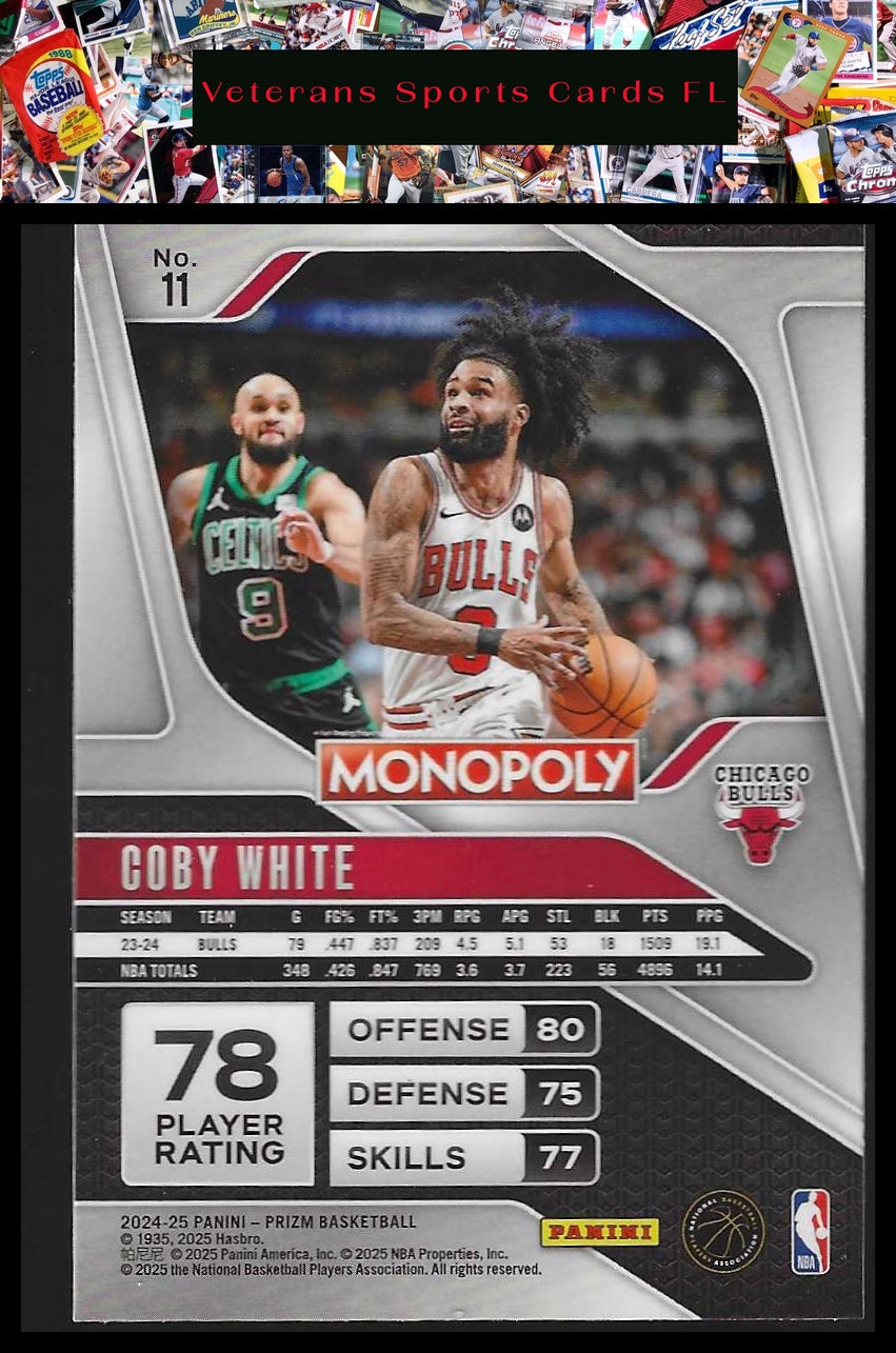 2024-25 Panini Prizm Monopoly #11 Coby White