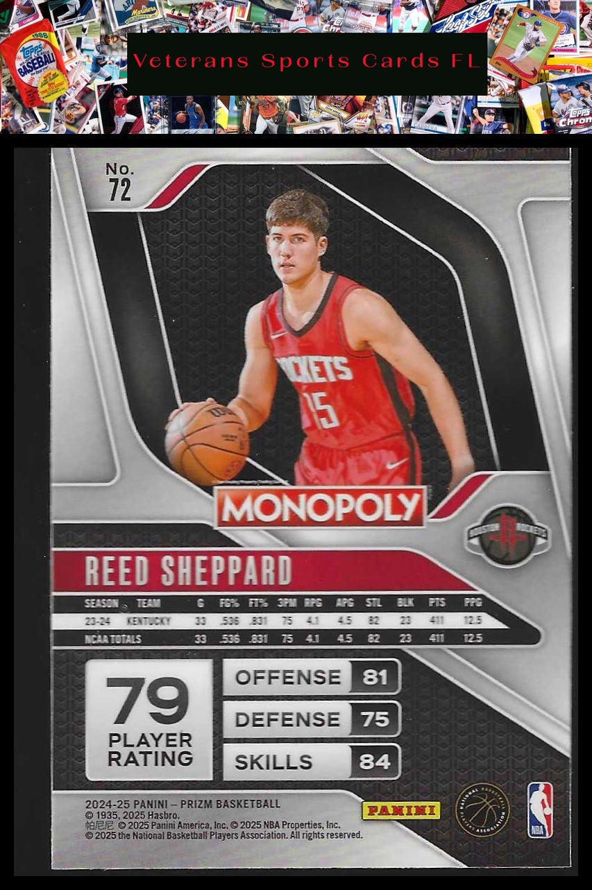 2024-25 Panini Prizm Monopoly #72 Reed Sheppard