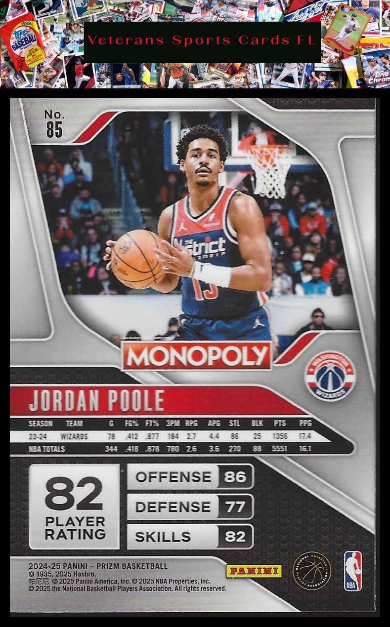2024-25 Panini Prizm Monopoly #85 Jordan Poole