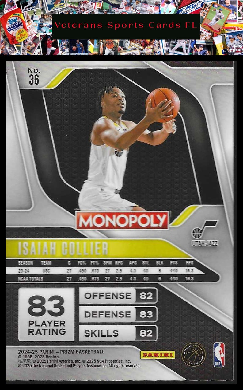2024-25 Panini Prizm Monopoly #36 Isaiah Collier
