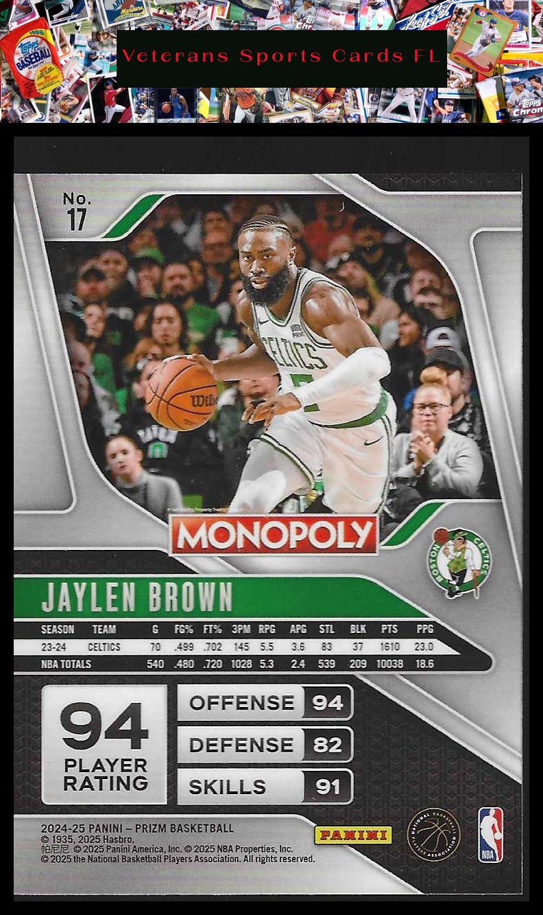 2024-25 Panini Prizm Monopoly #17 Jaylen Brown