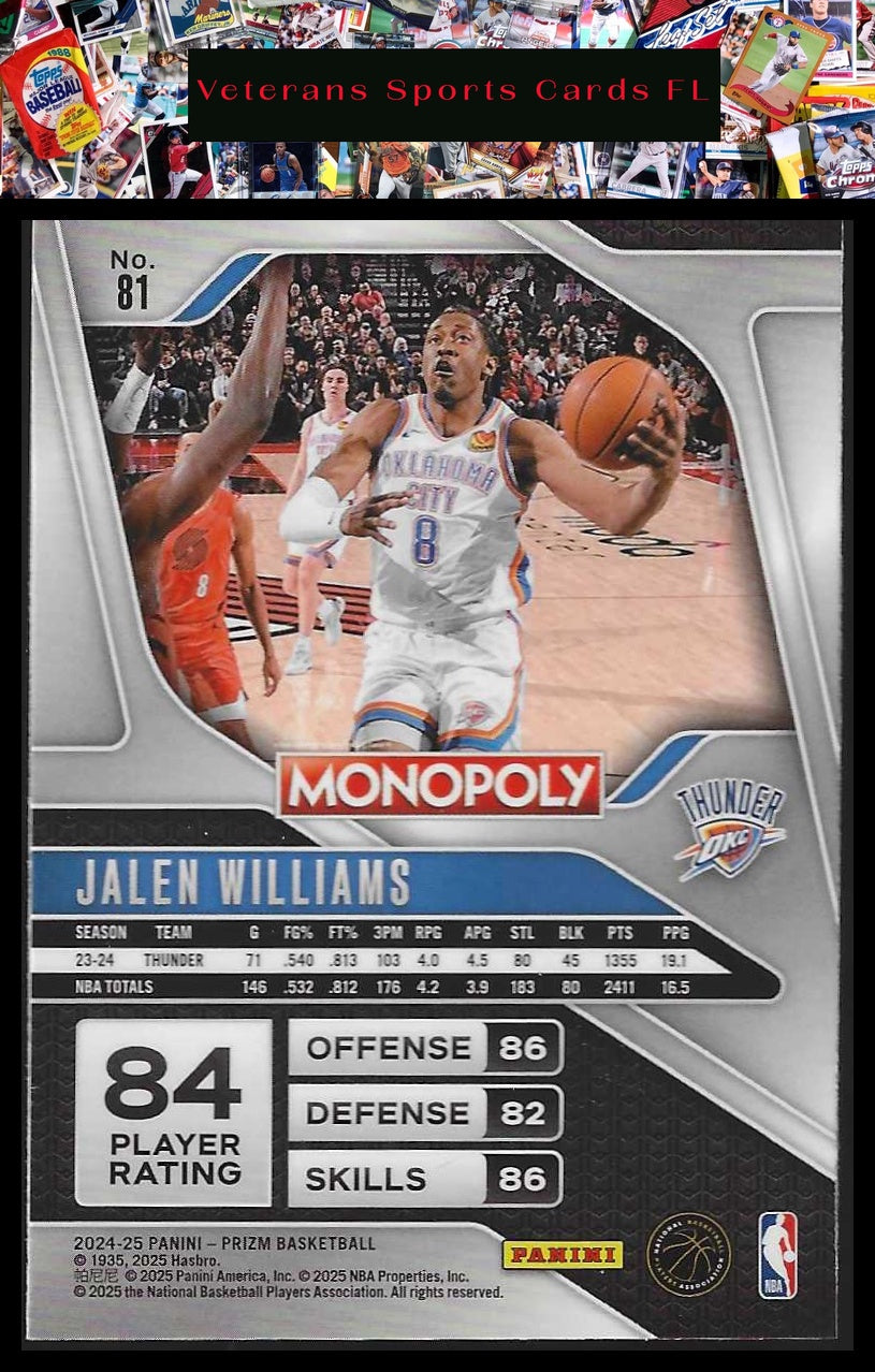 2024-25 Panini Prizm Monopoly #81 Jalen Williams