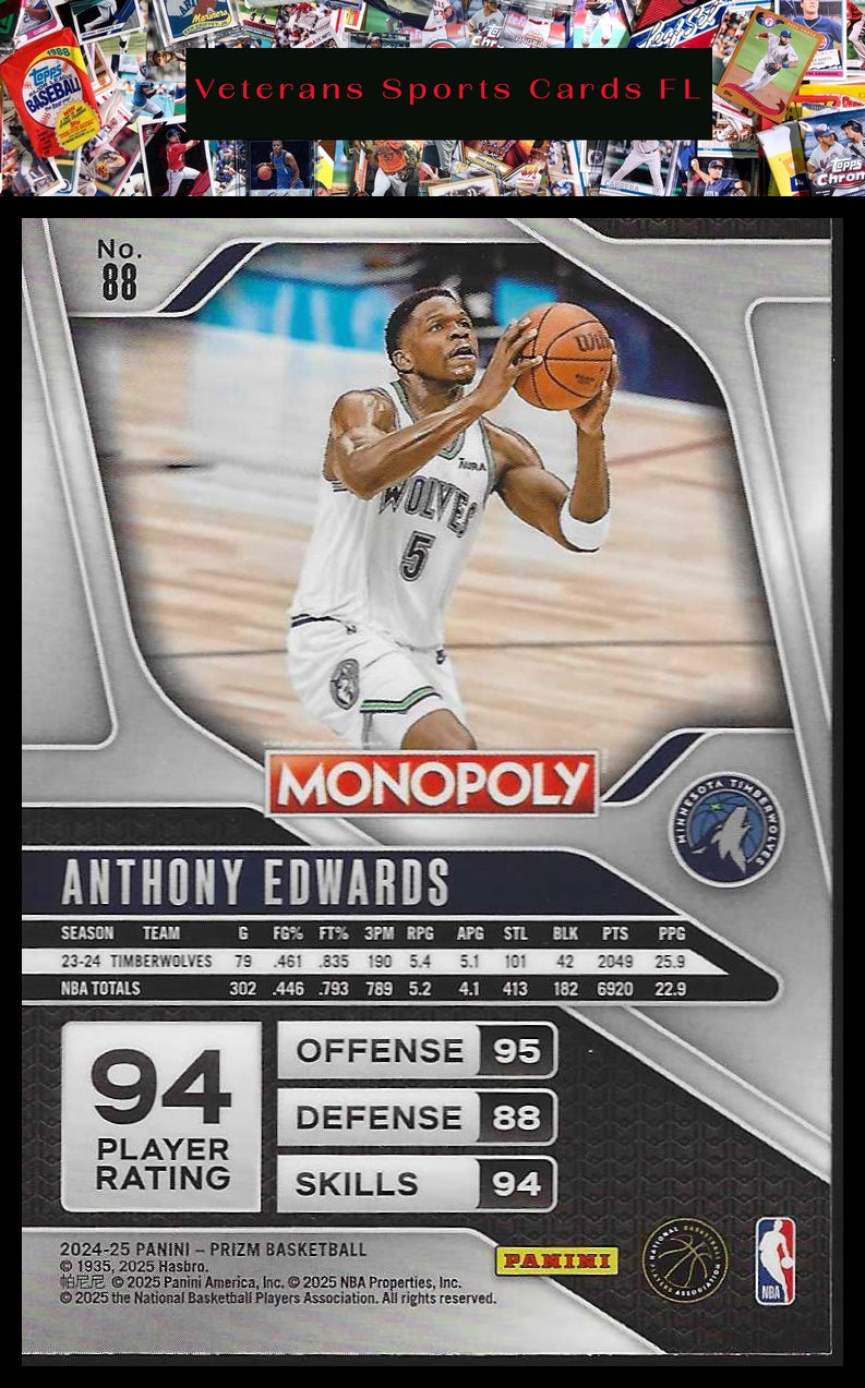 2024-25 Panini Prizm Monopoly #88 Anthony Edwards