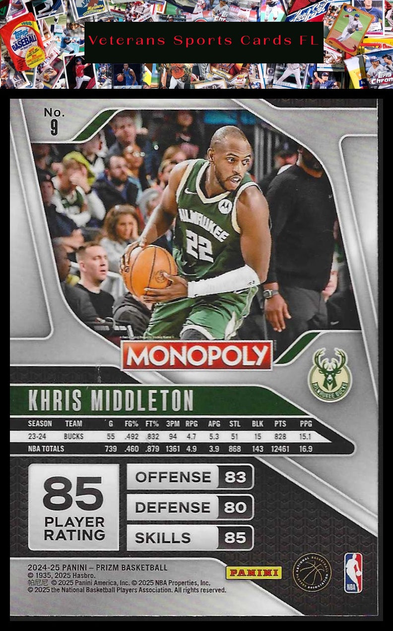 2024-25 Panini Prizm Monopoly #9 Khris Middleton