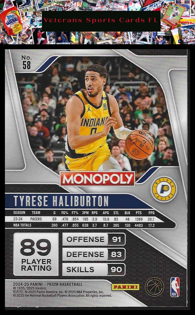 2024-25 Panini Prizm Monopoly #58 Tyrese Haliburton
