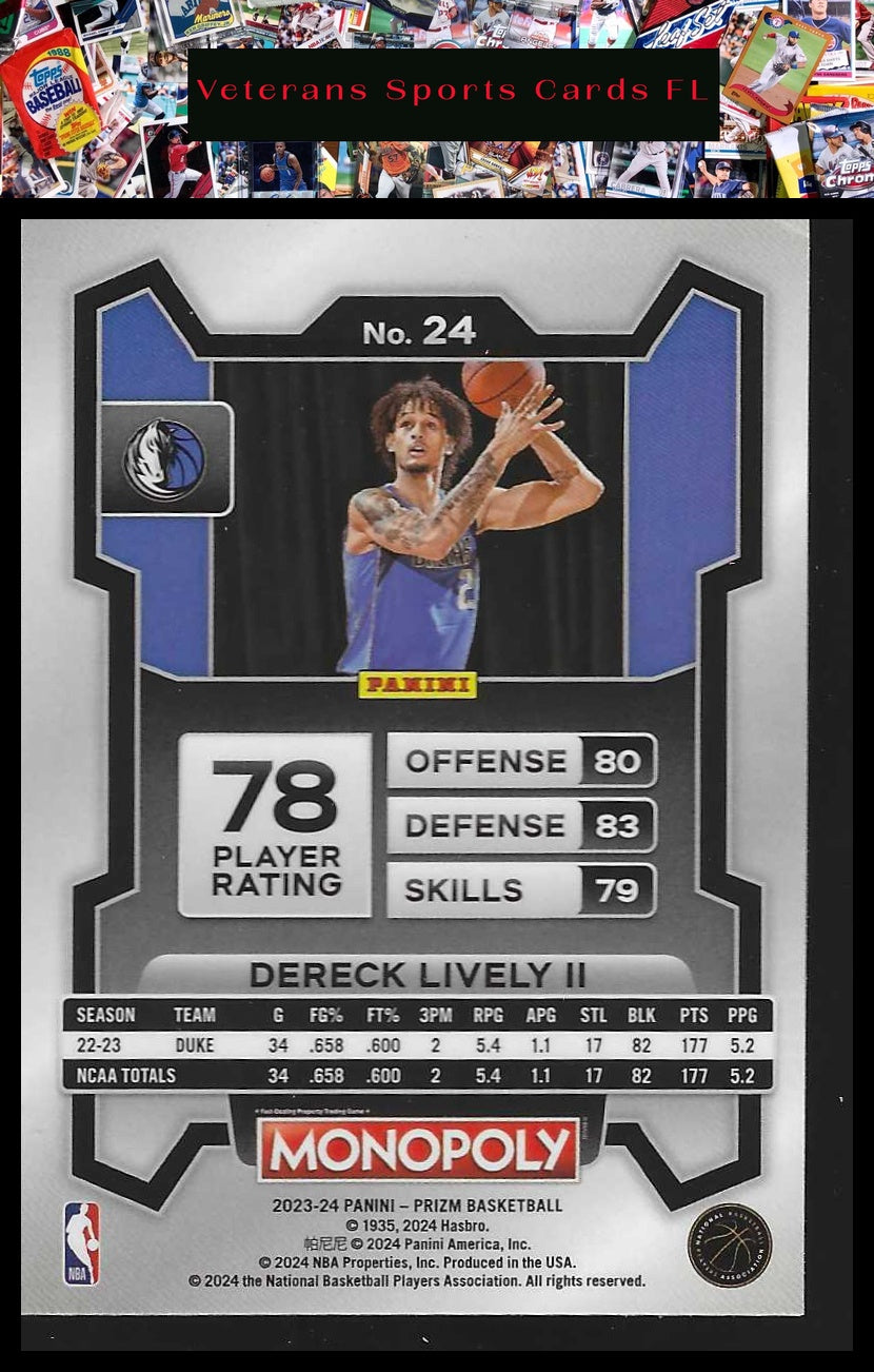 2023-24 Panini Prizm Monopoly #24 Dereck Lively II