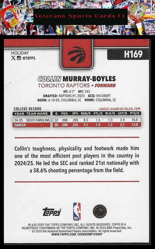 2025-26 Topps Holiday #H169 Collin Murray-Boyles Glitter Holiday