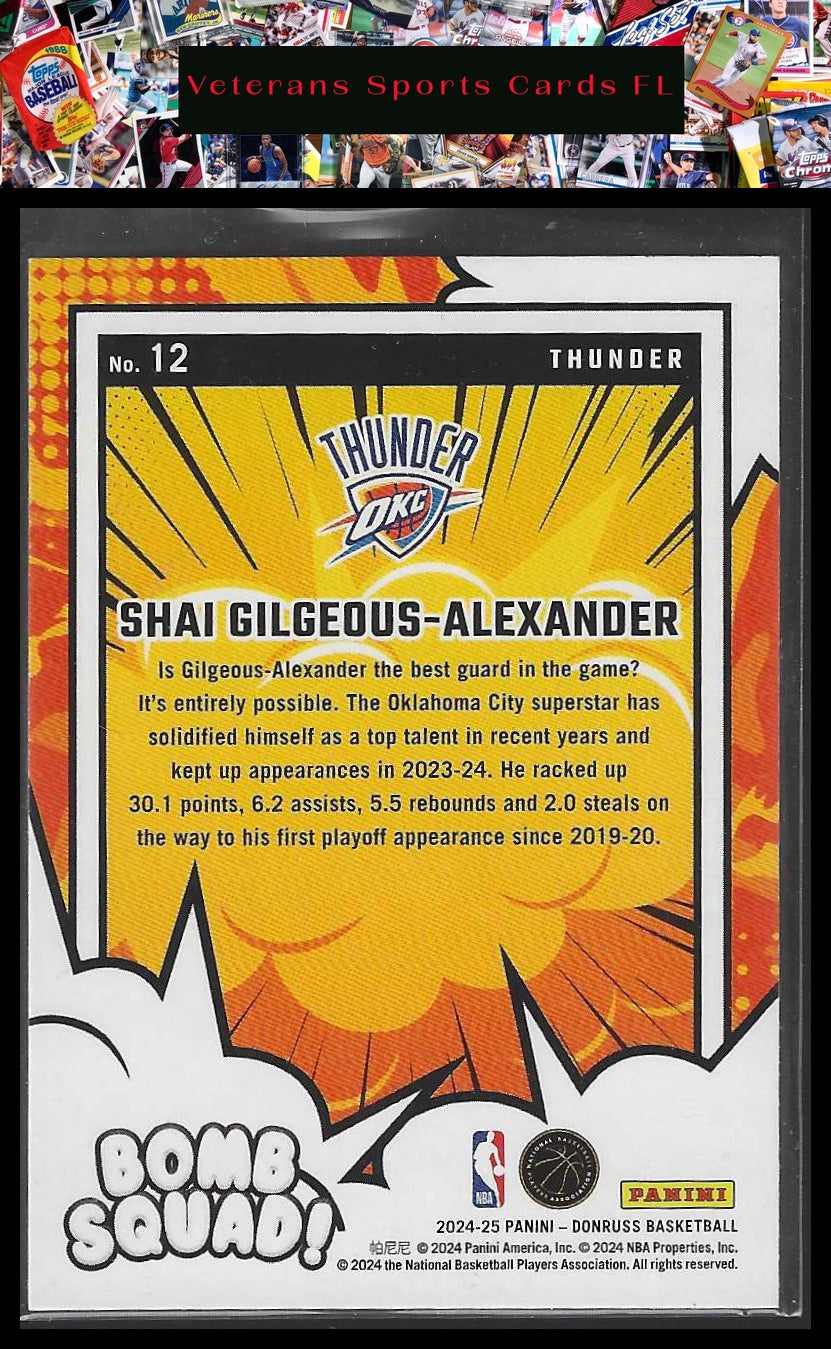 2024-25 Donruss #12 Shai Gilgeous-Alexander Bomb Squad
