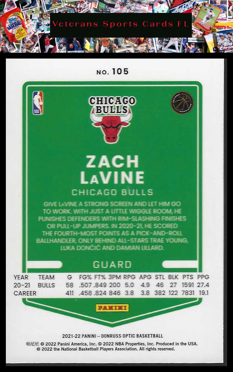 2021-22 Donruss Optic #105 Zach LaVine