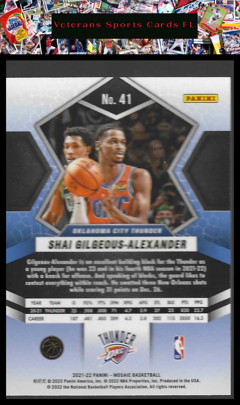 2021-22 Panini Mosaic #41 Shai Gilgeous-Alexander