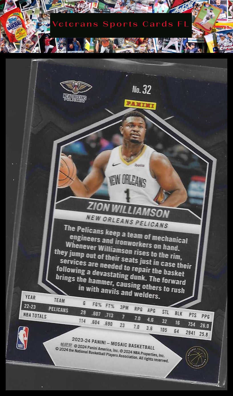 2023-24 Panini Mosaic #32 Zion Williamson