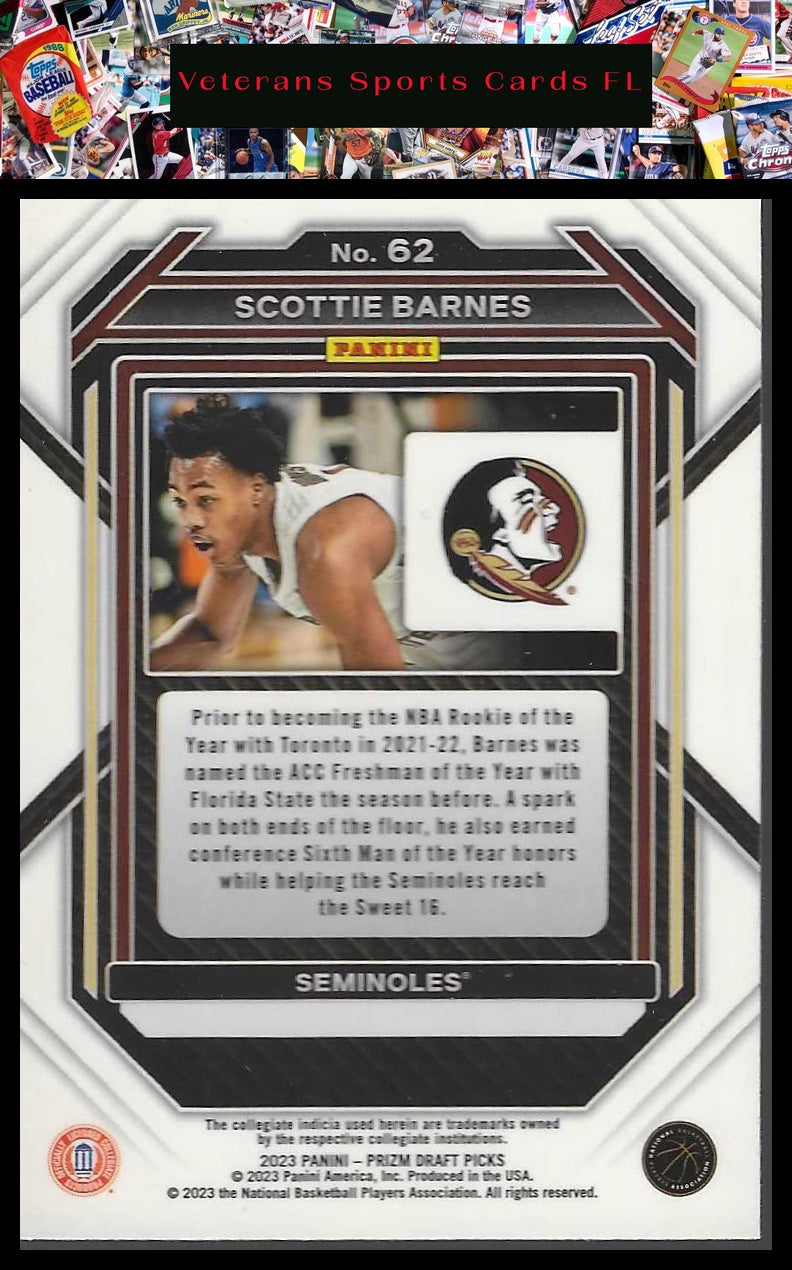 2023 Panini Prizm Draft Picks #62 Scottie Barnes