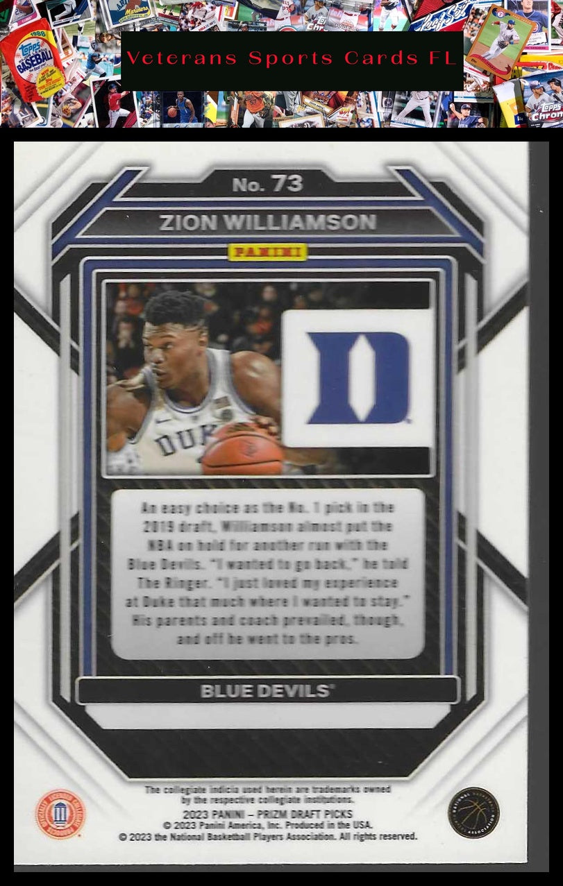 2023 Panini Prizm Draft Picks #73 Zion Williamson