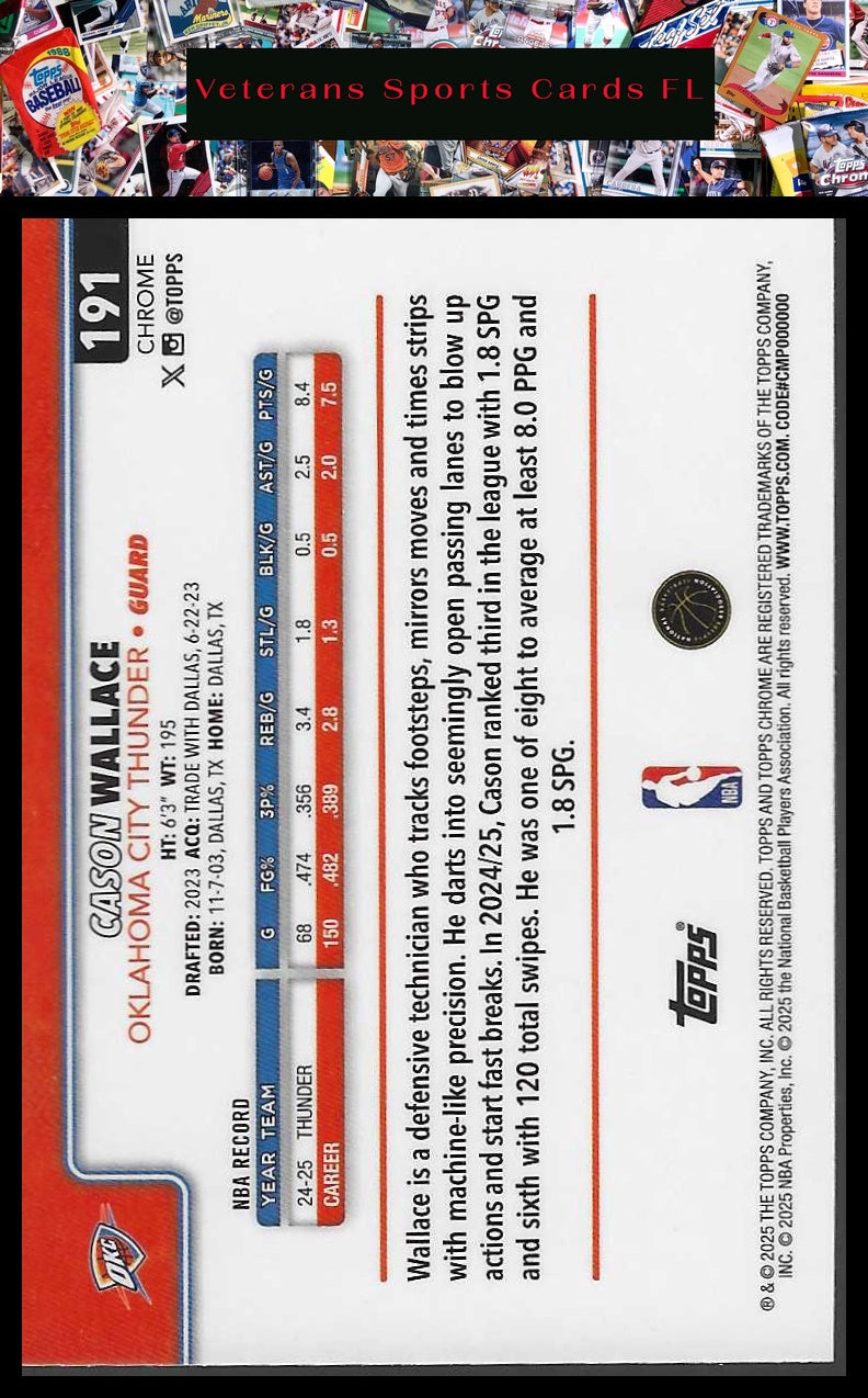 2025-26 Topps Chrome #191 Cason Wallace