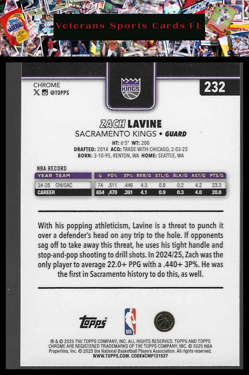 2025-26 Topps Chrome #232 Zach LaVine