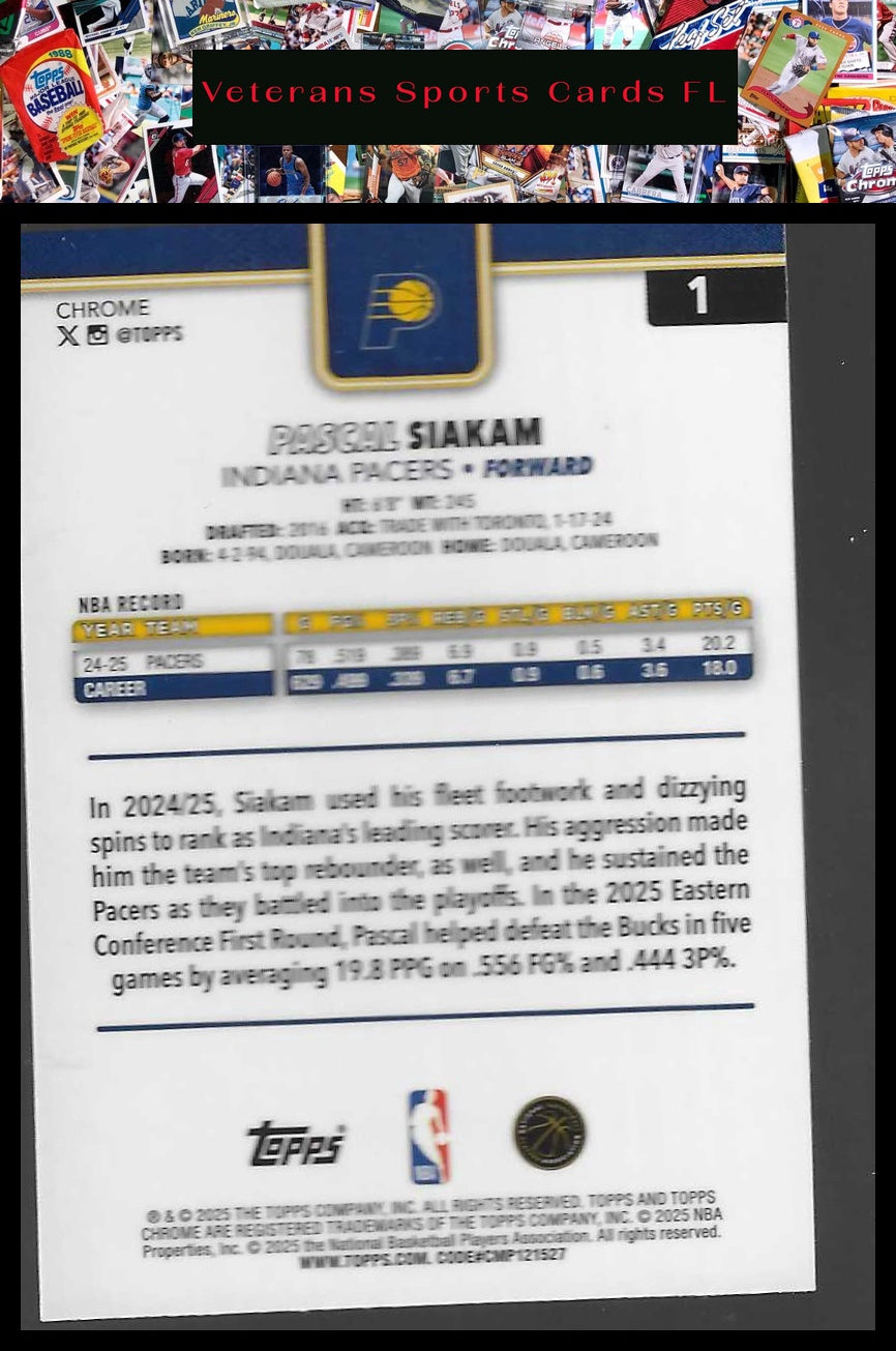 2025-26 Topps Chrome #1 Pascal Siakam