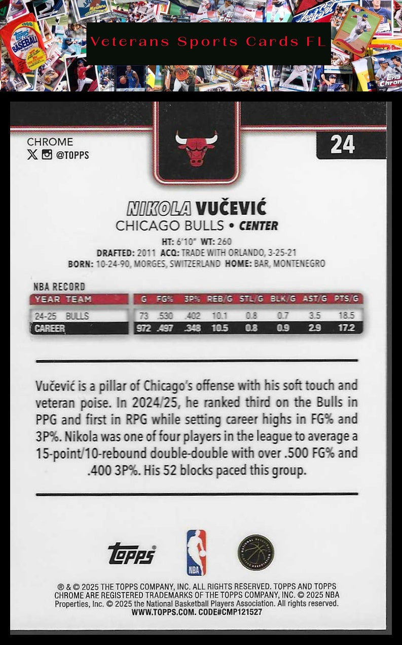 2025-26 Topps Chrome #24 Nikola Vučević