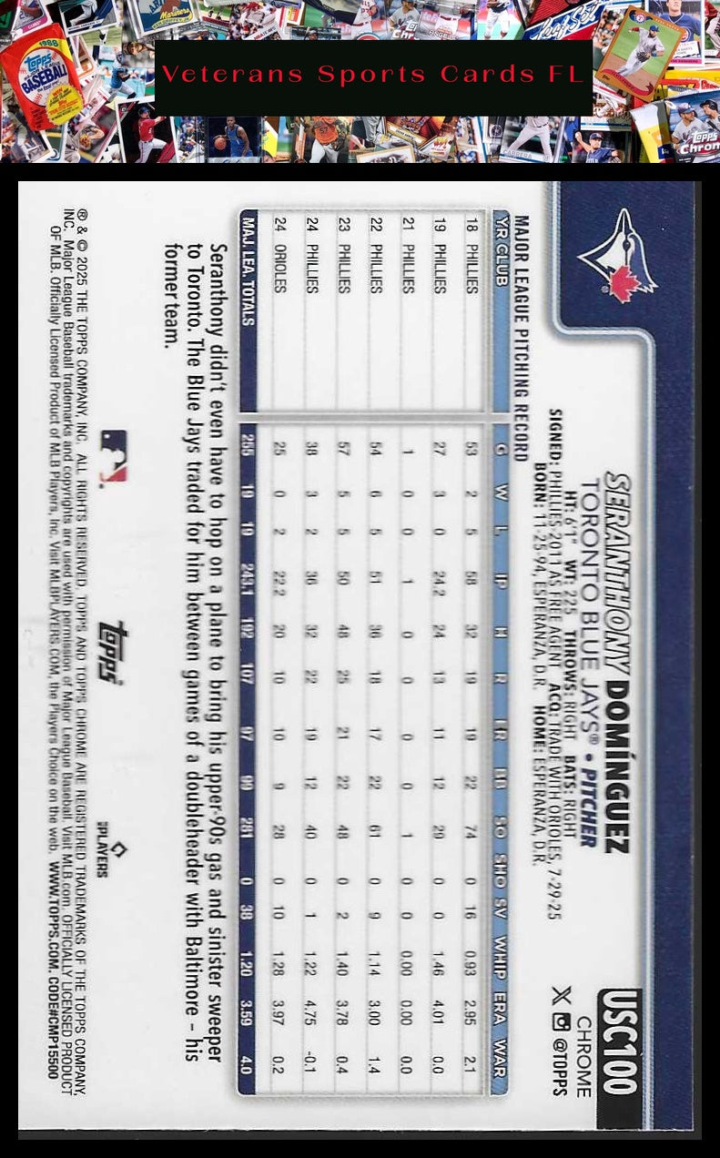 2025 Topps Chrome Update #USC100 Seranthony Domínguez X-Fractors
