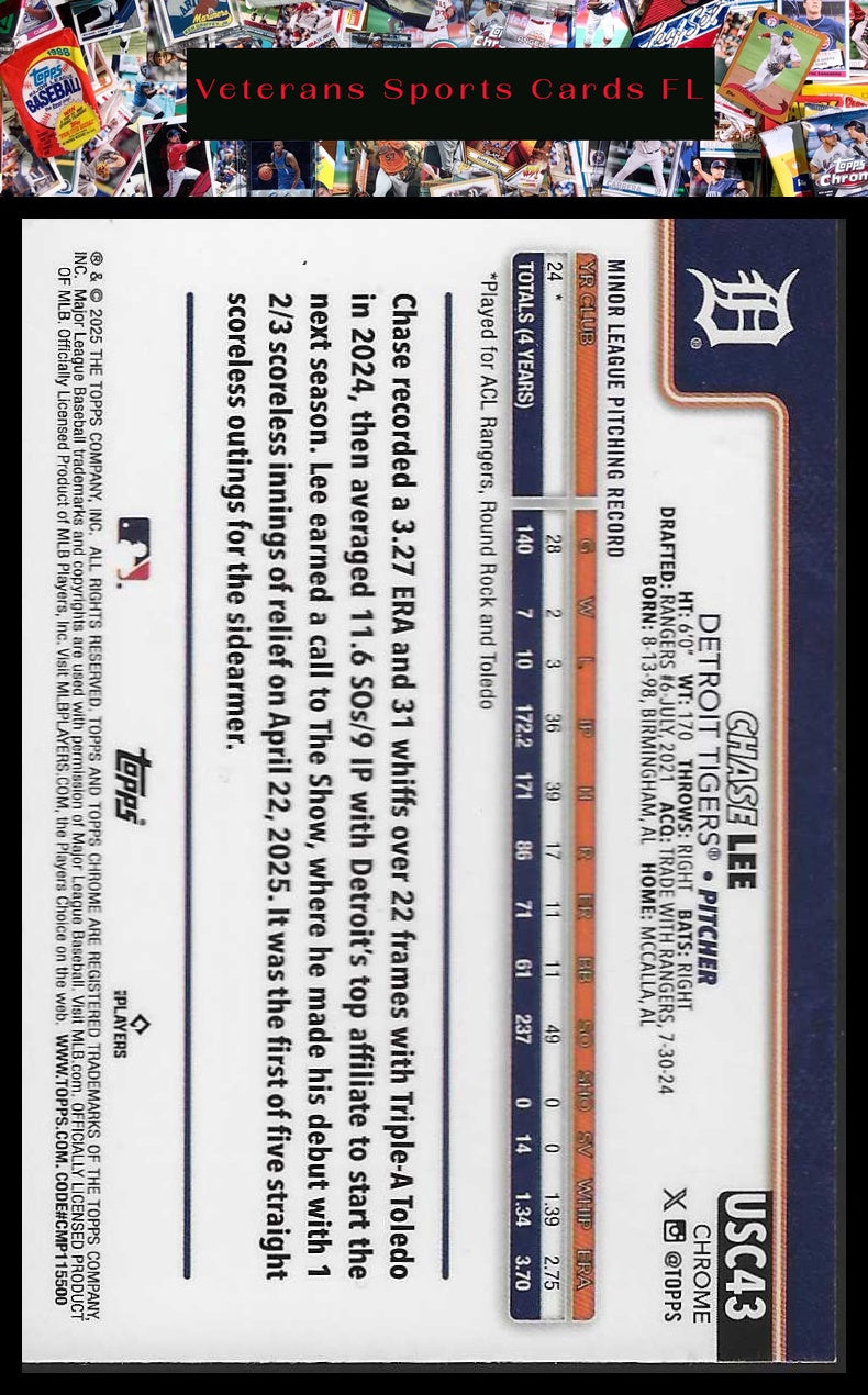 2025 Topps Chrome Update #USC43 Chase Lee X-Fractors