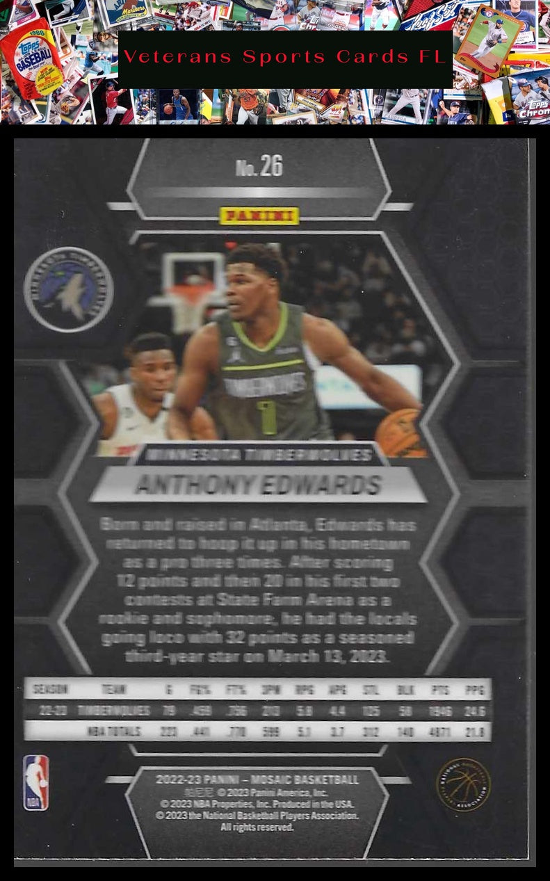 2022-23 Panini Mosaic #26 Anthony Edwards