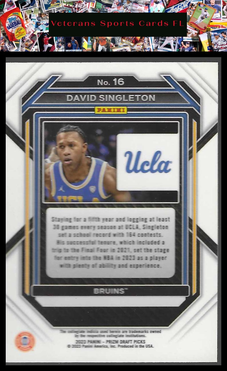 2023 Panini Prizm Draft Picks #16 David Singleton