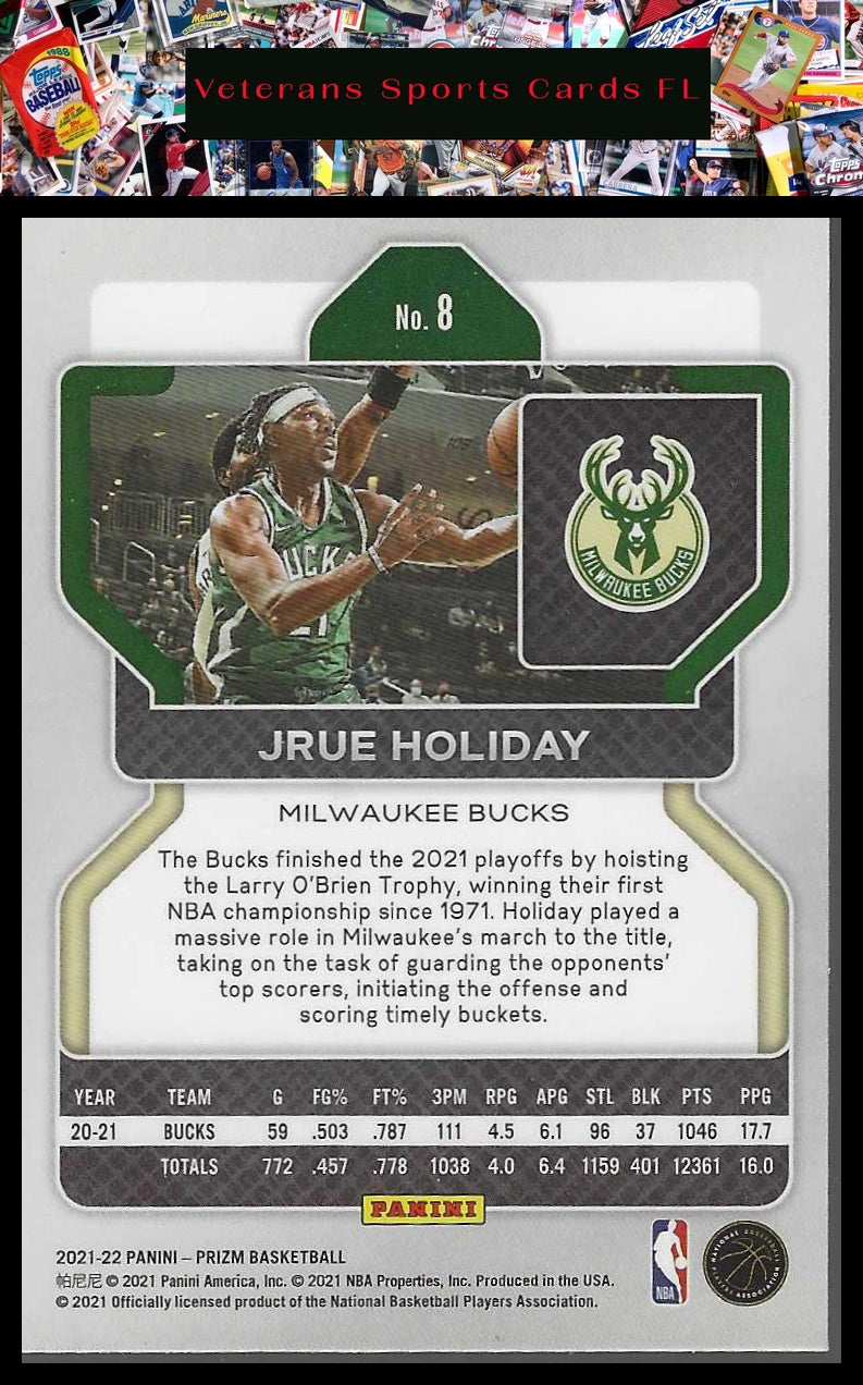 2021-22 Panini Prizm #8 Jrue Holiday