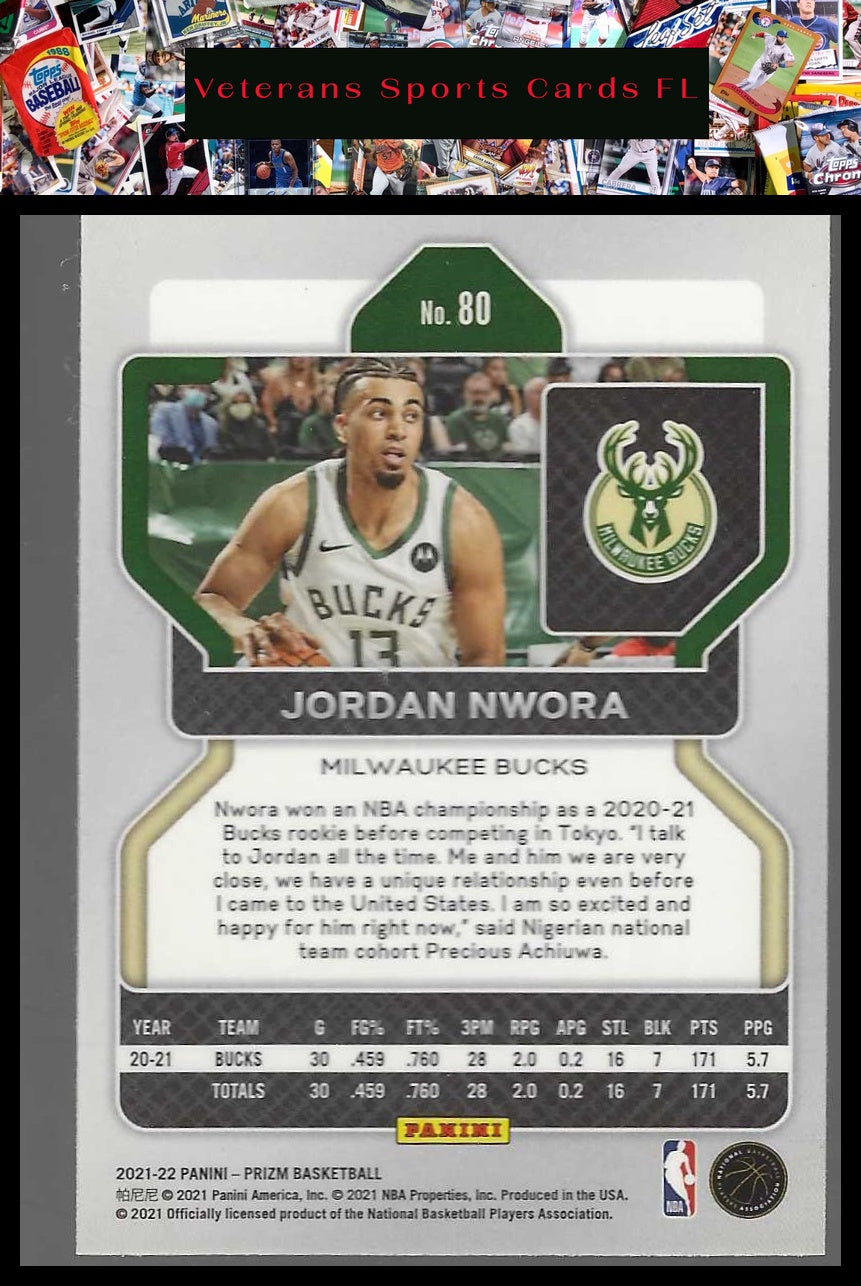 2021-22 Panini Prizm #80 Jordan Nwora