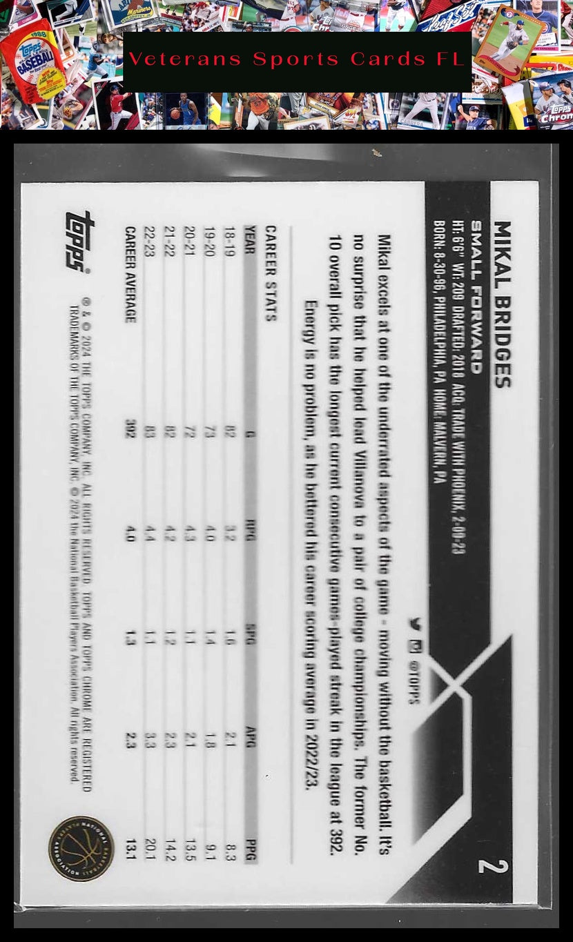 2023-24 Topps Chrome #2 Mikal Bridges