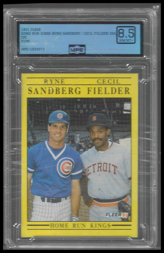 1991 Fleer #709 Home Run Kings (Ryne Sandberg / Cecil Fielder) MPE 8.5
