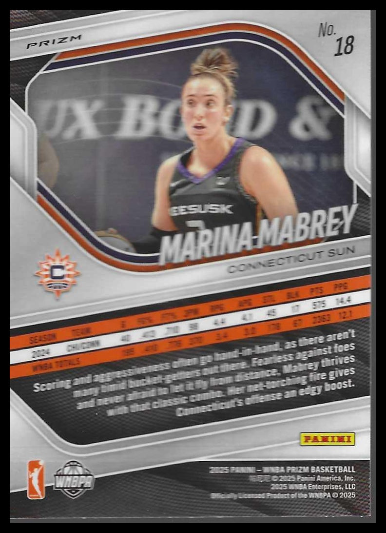 2025 Panini Prizm WNBA #18 Marina Mabrey Blue Velocity Prizms