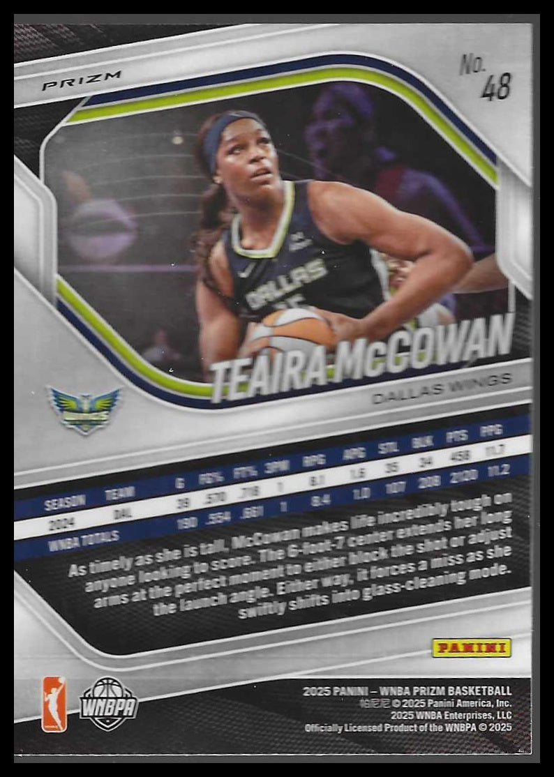 2025 Panini Prizm WNBA #48 Teaira McCowan Ice Prizms