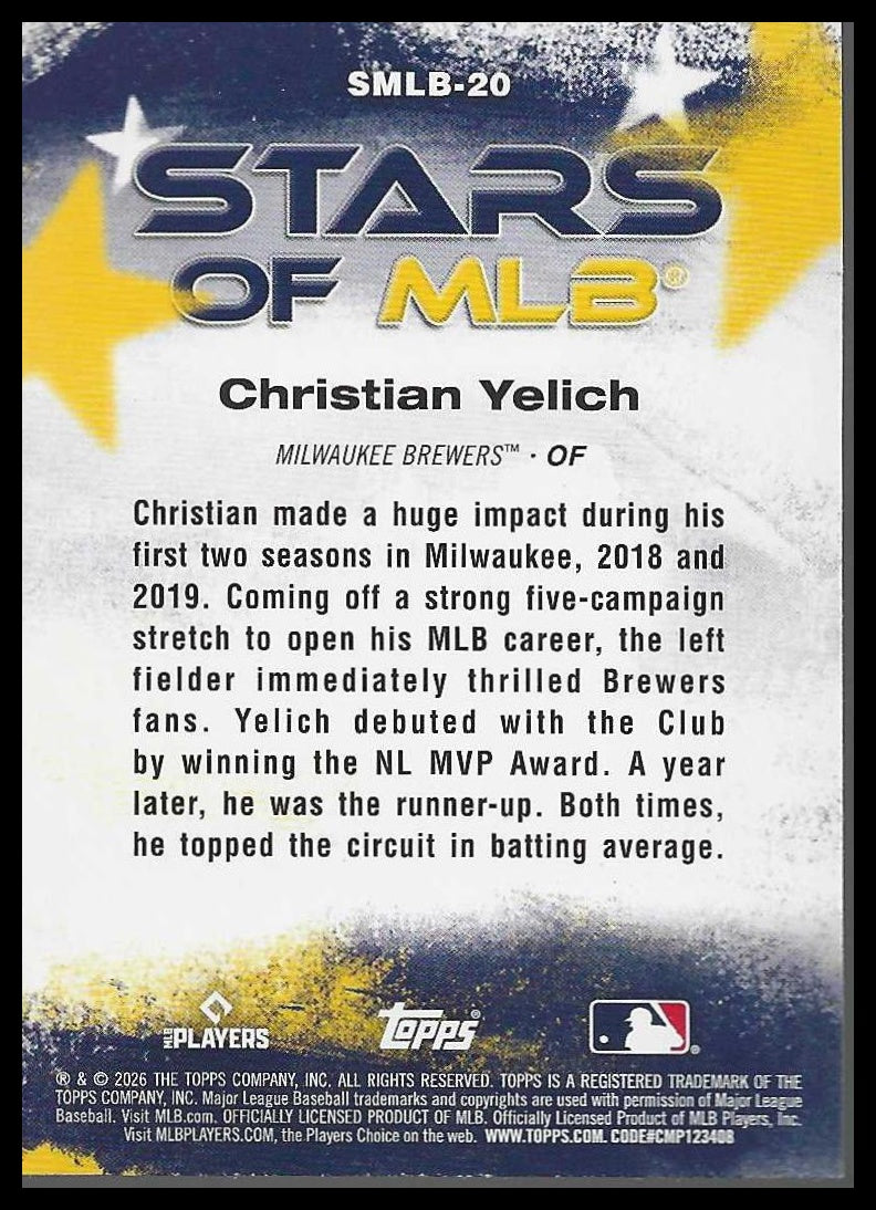 2026 Topps #SMLB-20 Christian Yelich Stars of MLB Milwaukee Brewers