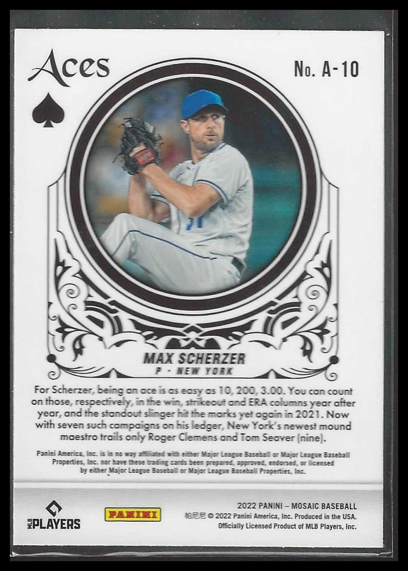 2022 Panini Mosaic #A-10 Max Scherzer Aces New York Mets