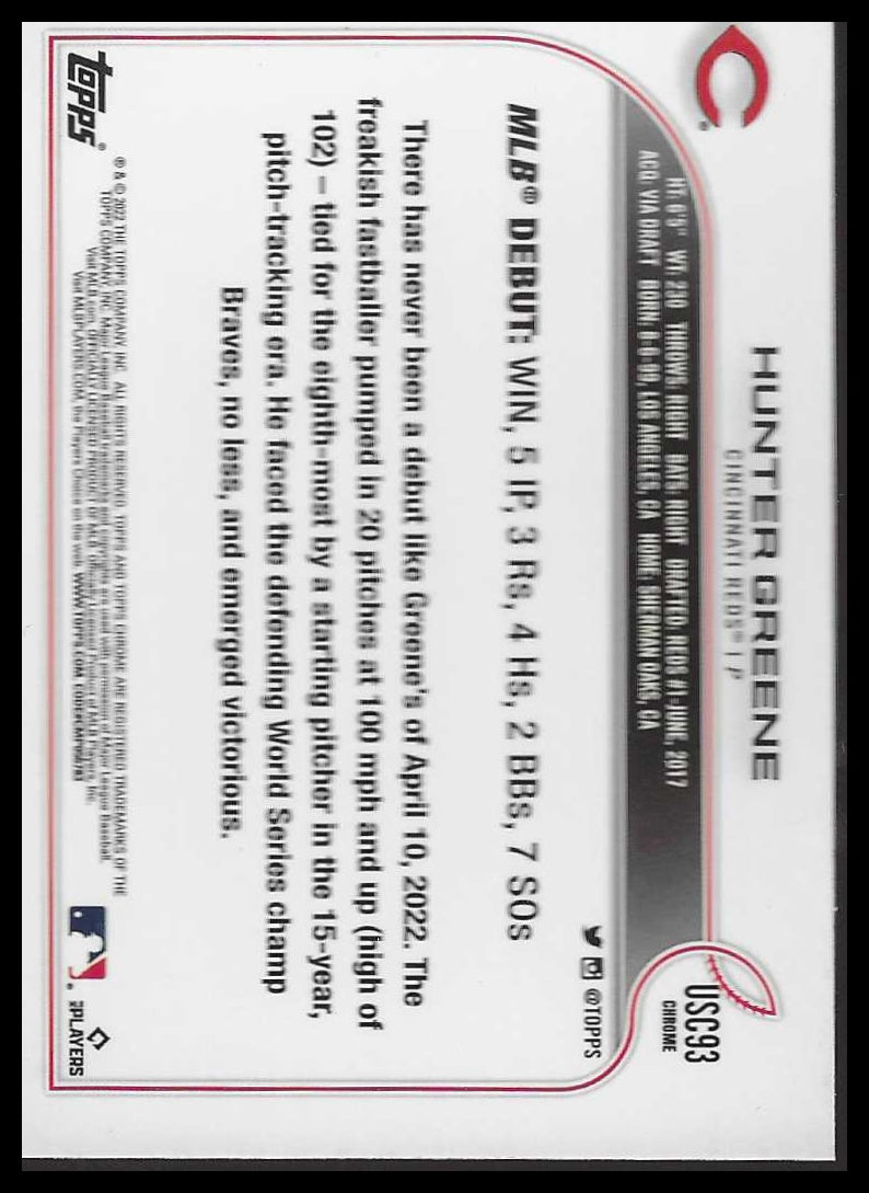 2022 Topps Update #US267 Hunter Greene Purple Cincinnati Reds