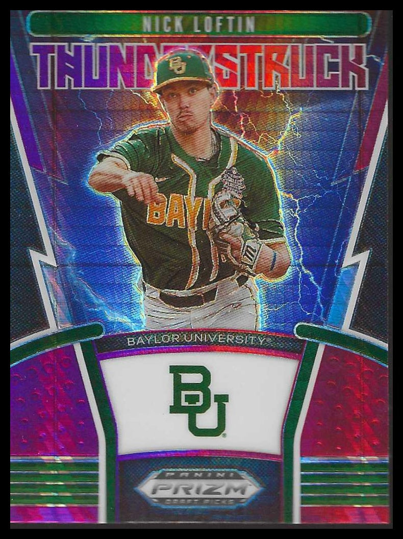 2020 Panini Prizm Draft Pics #TH-9 Nick Loftin Thunderstruck PurplePrizm Baylor
