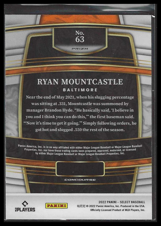 2022 Panini Select #63 Ryan Mountcastle Holo Baltimore Orioles