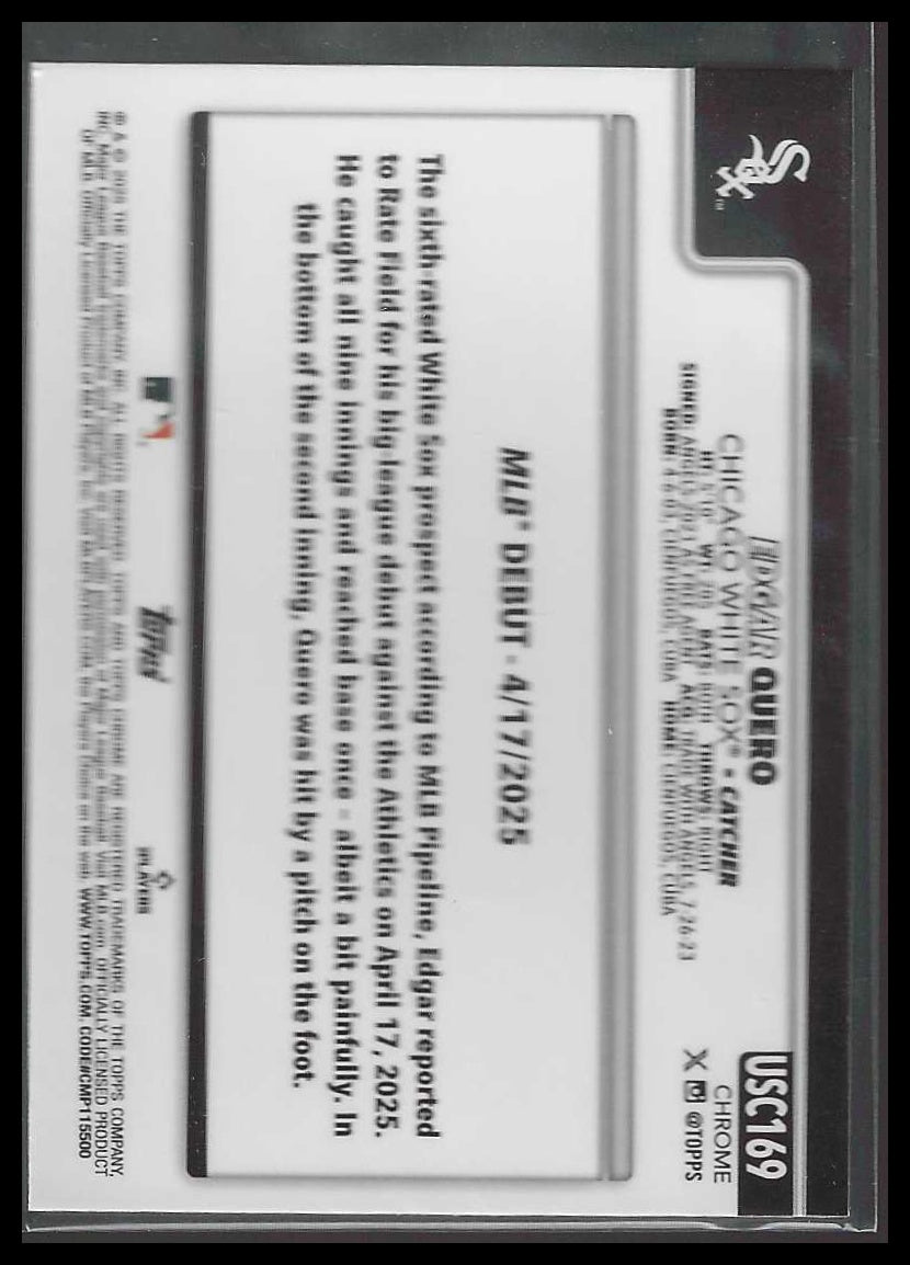 2025 Topps Update #US325 Edgar Quero Chicago White Sox
