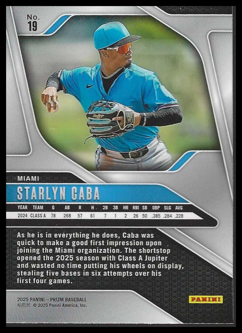 2025 Panini Prizm #19 Starlyn Caba Miami Marlins
