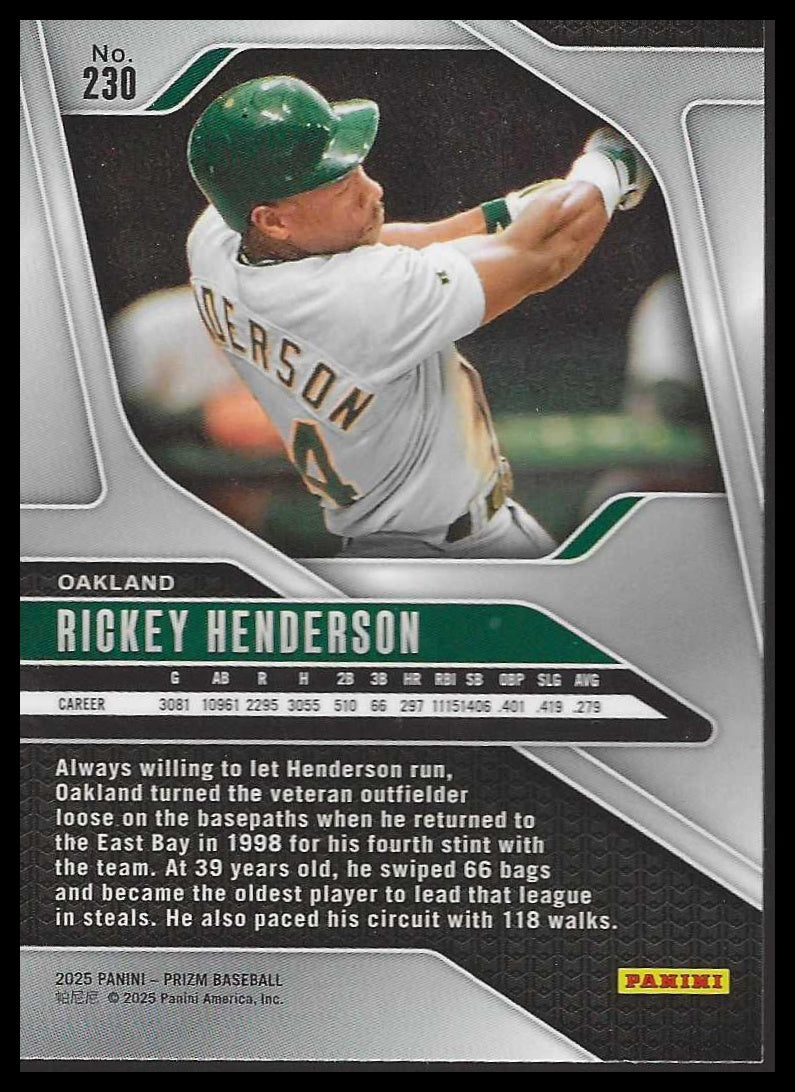 2025 Panini Prizm #230 Rickey Henderson Oakland Athletics