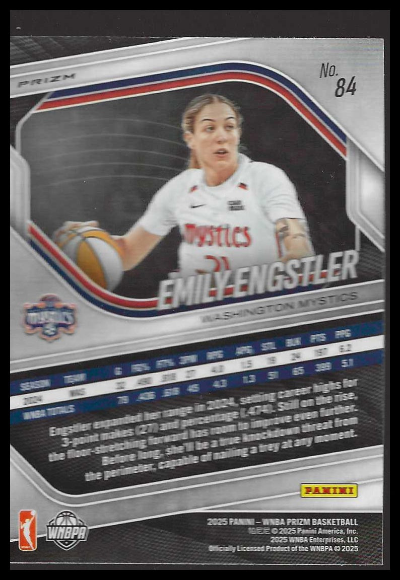 2025 Panini Prizm WNBA #84 Emily Engstler Blue Velocity Prizms Mystics