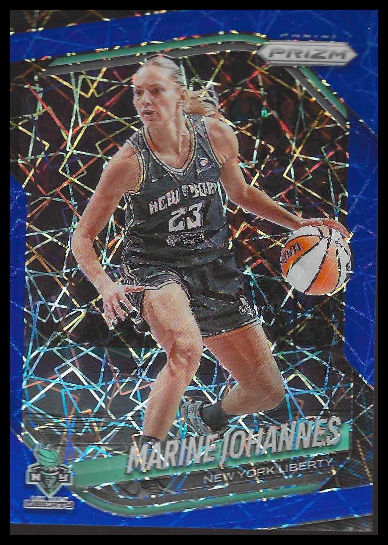 2025 Panini Prizm WNBA #90 Marine Johannes Blue Velocity Prizms New York Liberty