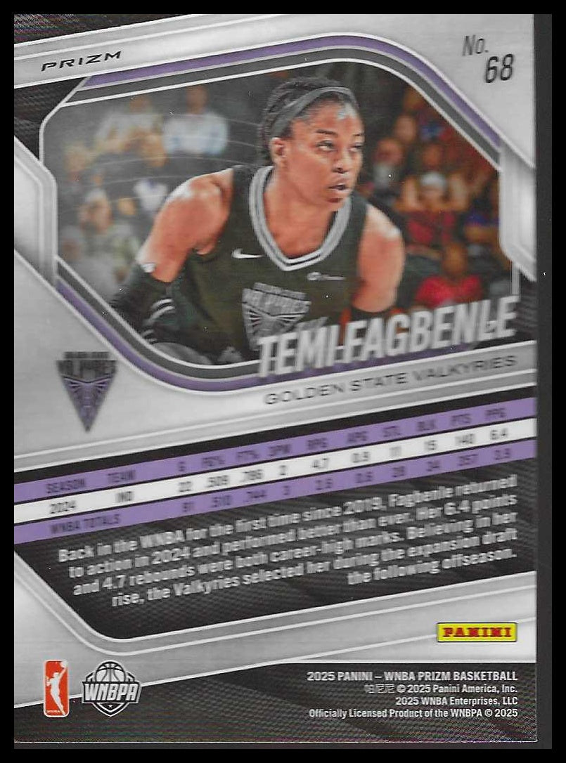 2025 Panini Prizm WNBA #68 Temi Fagbenle Blue Velocity Prizms Valkyries