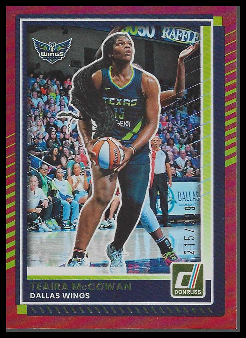 2025 Donruss WNBA #57 Teaira McCowan Red Holo #/299 Dallas Wings