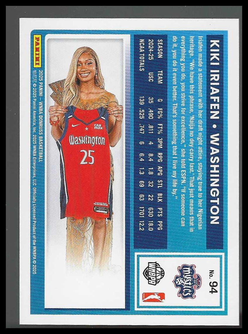 2025 Donruss WNBA #94 Kiki Iriafen Holo Washington Mystics