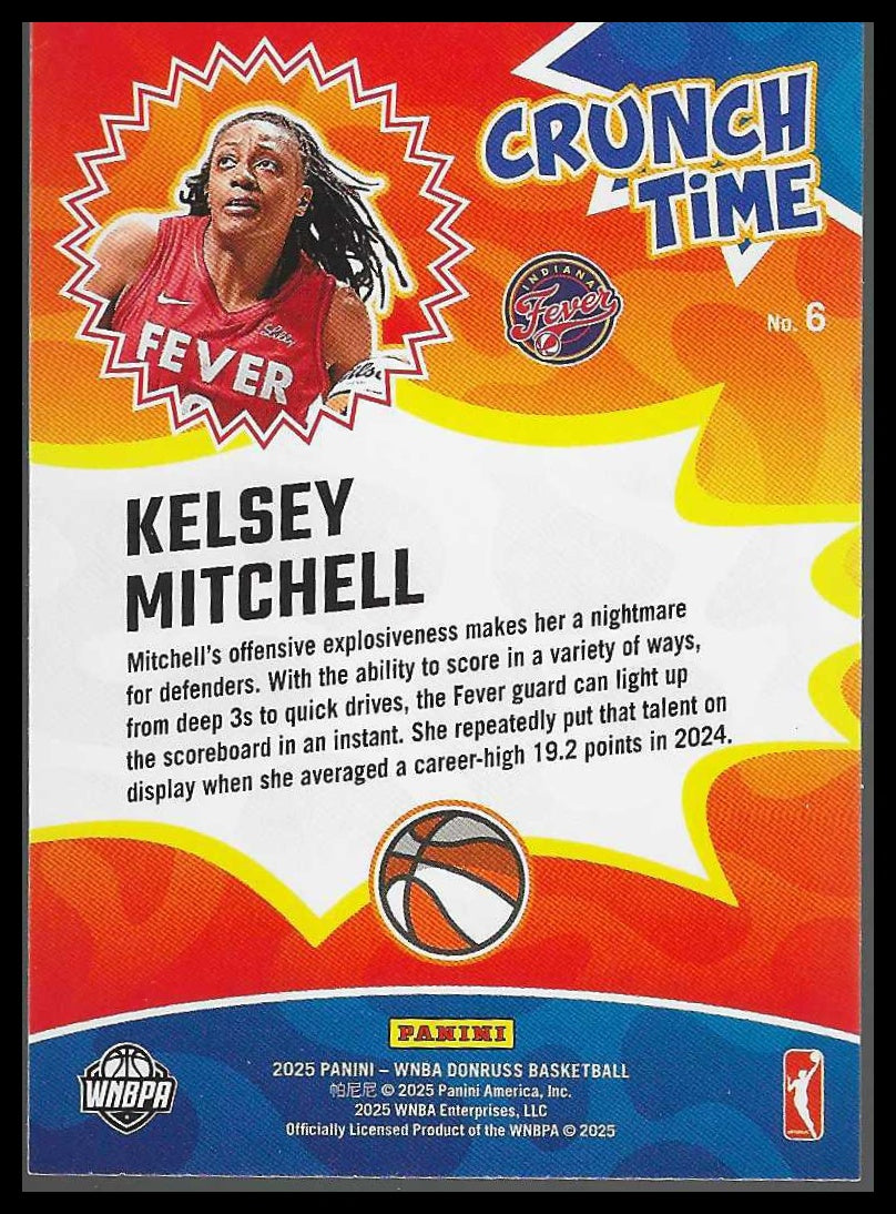 2025 Donruss WNBA #6 Kelsey Mitchell Crunch Time Indiana Fever