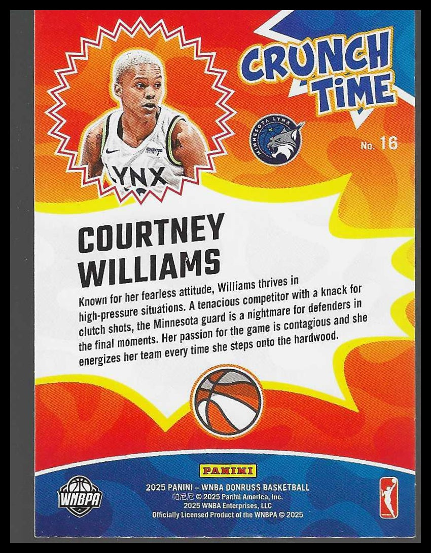 2025 Donruss WNBA #16 Courtney Williams Crunch Time Minnesota Lynx
