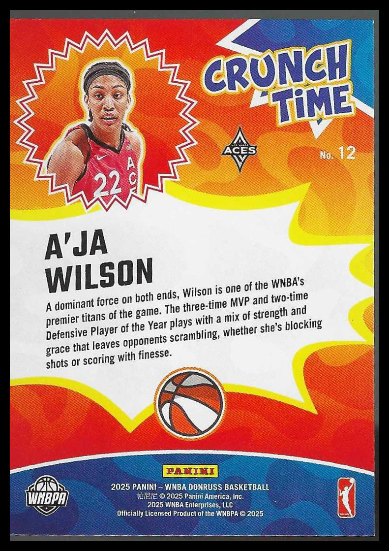 2025 Donruss WNBA #12 A'ja Wilson Crunch Time Las Vegas Aces