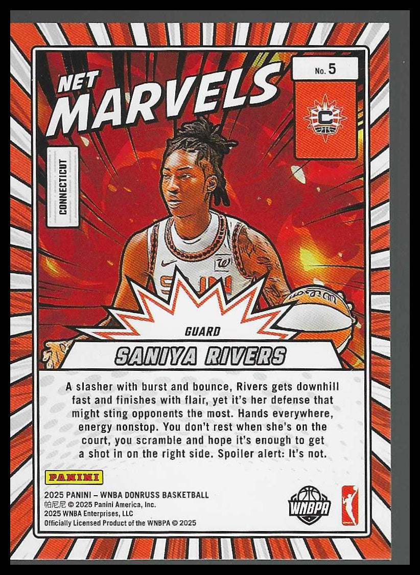 2025 Donruss WNBA #5 Saniya Rivers Net Marvels Connecticut Sun
